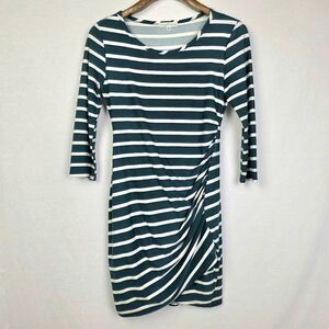 Moa Moa Striped Ruched Bodycon Dress Stretch M